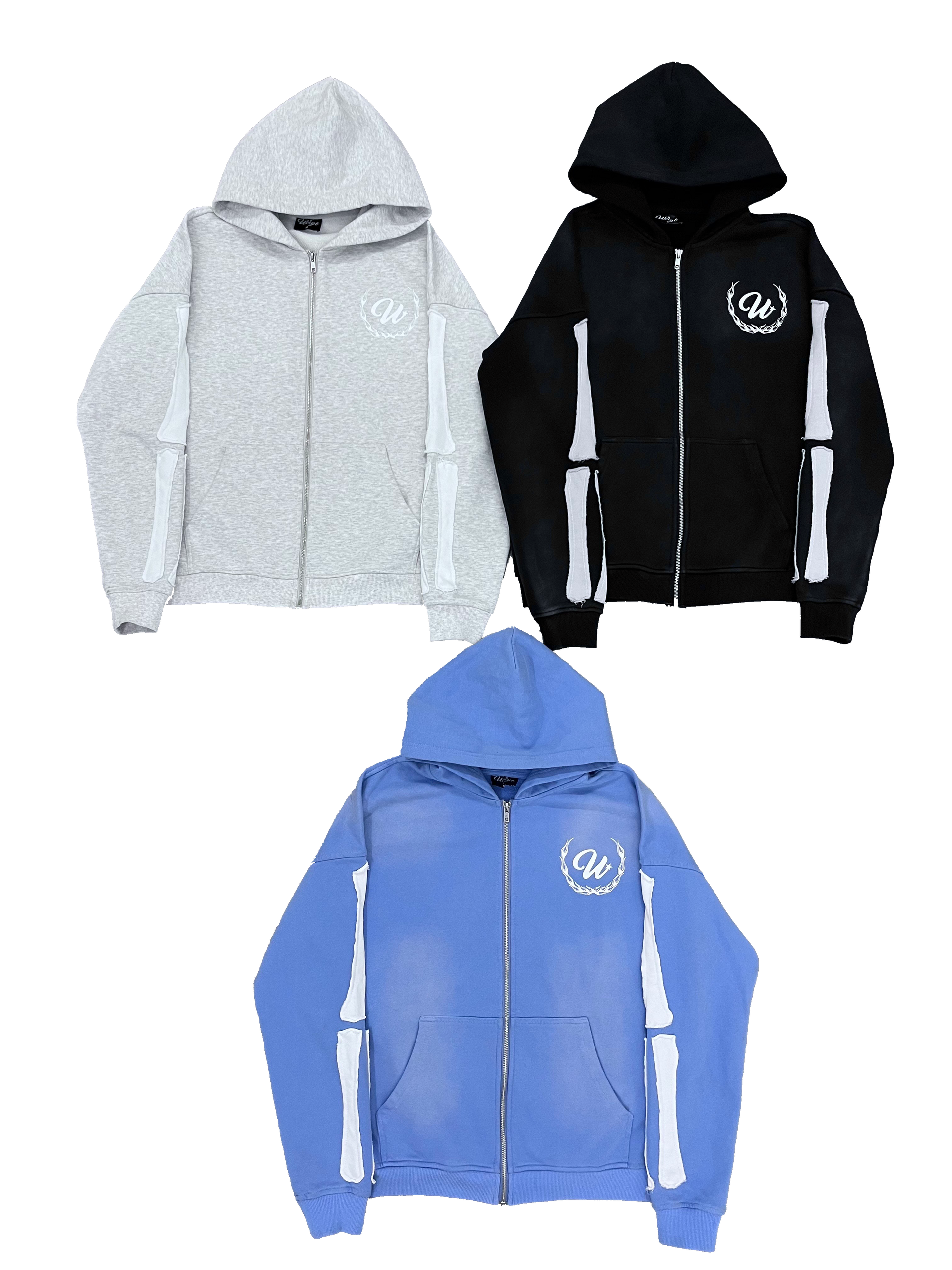 Appliqué Bone Zip Ups
